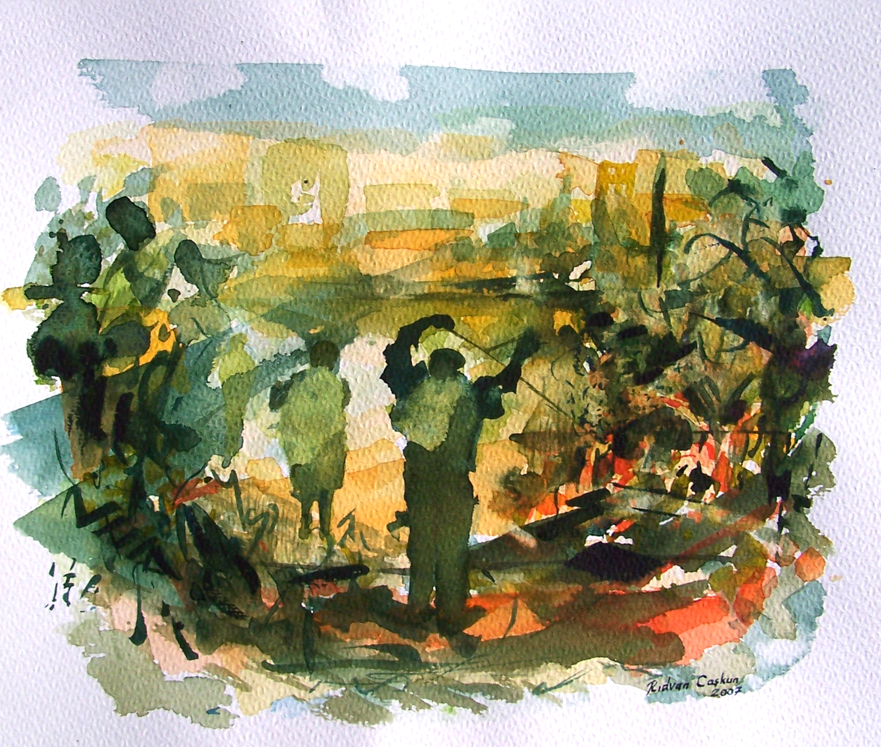 Kağıt üzerine suluboya 'Müzik' 25x30cm 2007